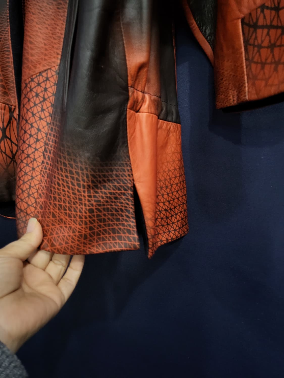 양가죽 기하학적 패턴 가오리식 자켓 상품이미지5