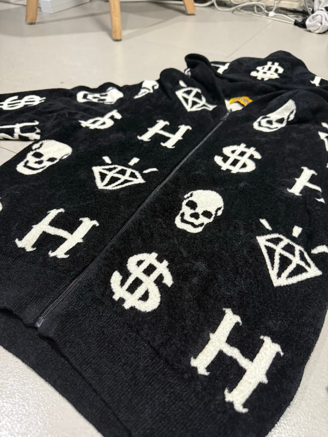 히스테릭 글래머 해골 보석 돈 테리 원단 플리스 후드 집업 자켓 상품이미지2