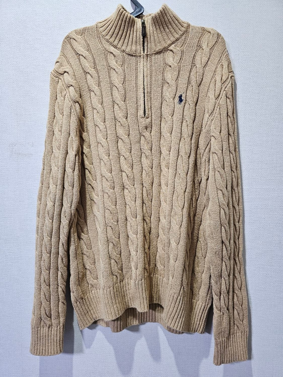 폴로 POLO 꽈배기 베이지 반집업니트 95 / M 상품이미지1