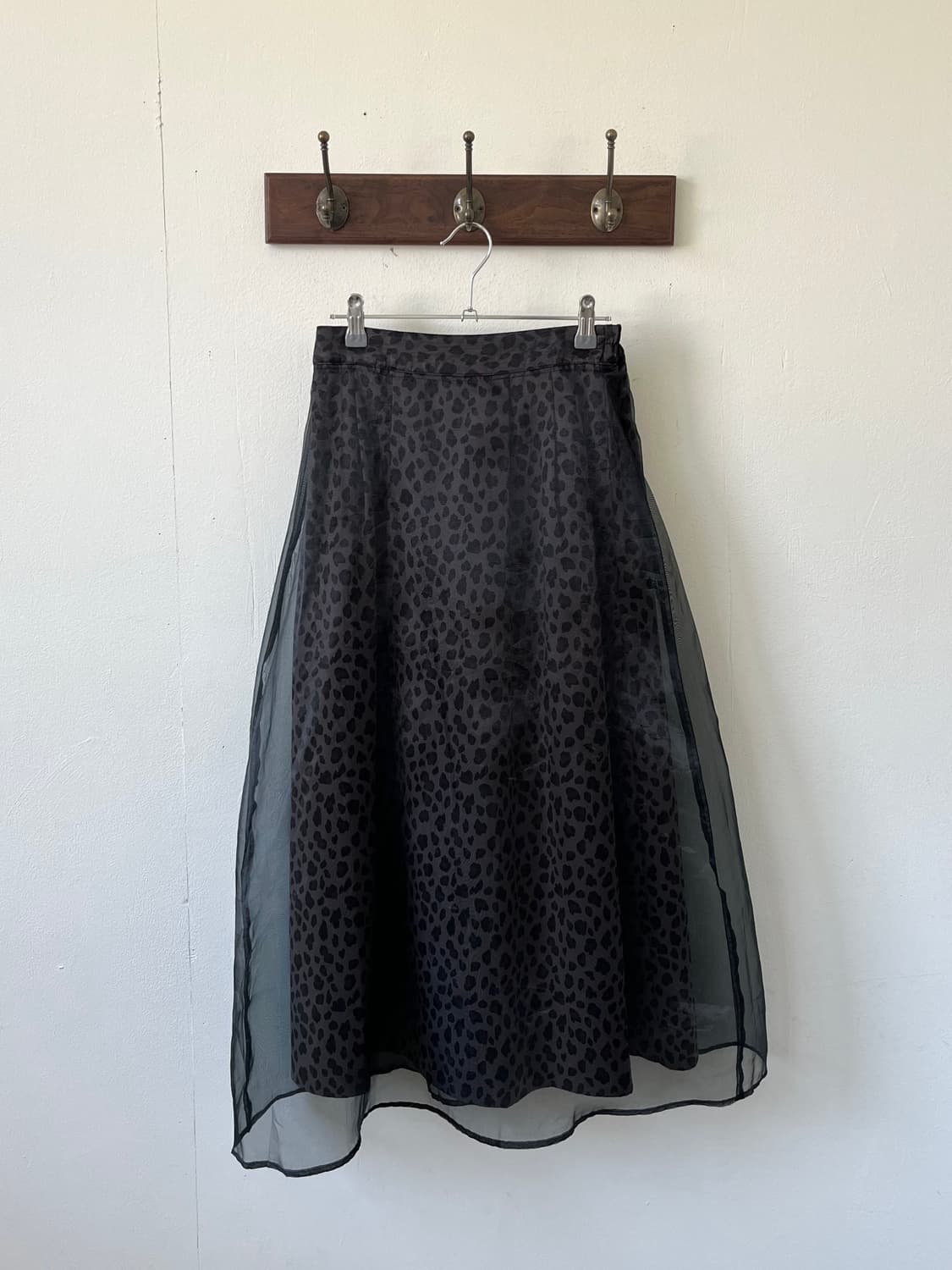 COLZA 호피 레이어드 시스루 스커트 상품이미지1