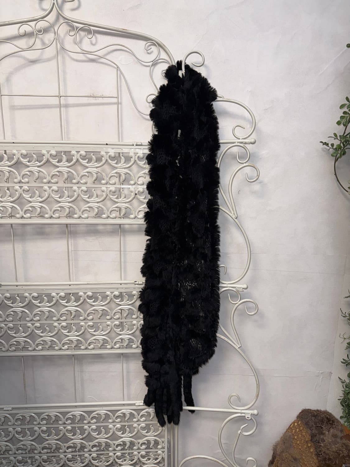 Black rabbit fur trimming net muffler 상품이미지4