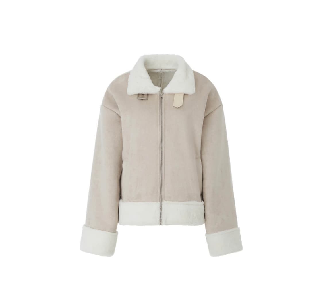 제니오 zaenio 라핀 스웨이드 무스탕 - ivory 상품이미지1