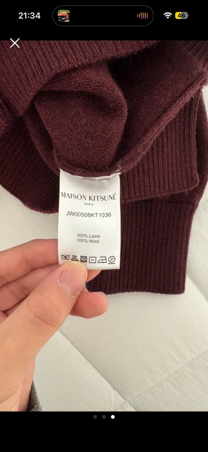 메종키츠네 폭스헤드 버건디 가디건 상품이미지3