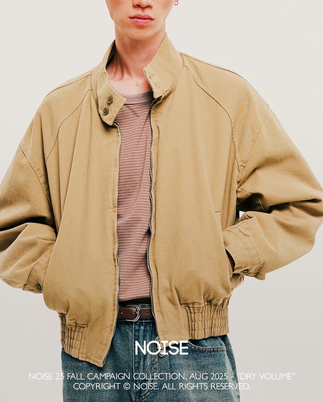 노이즈 워시드 헤링턴 점퍼 베이지 상품이미지1