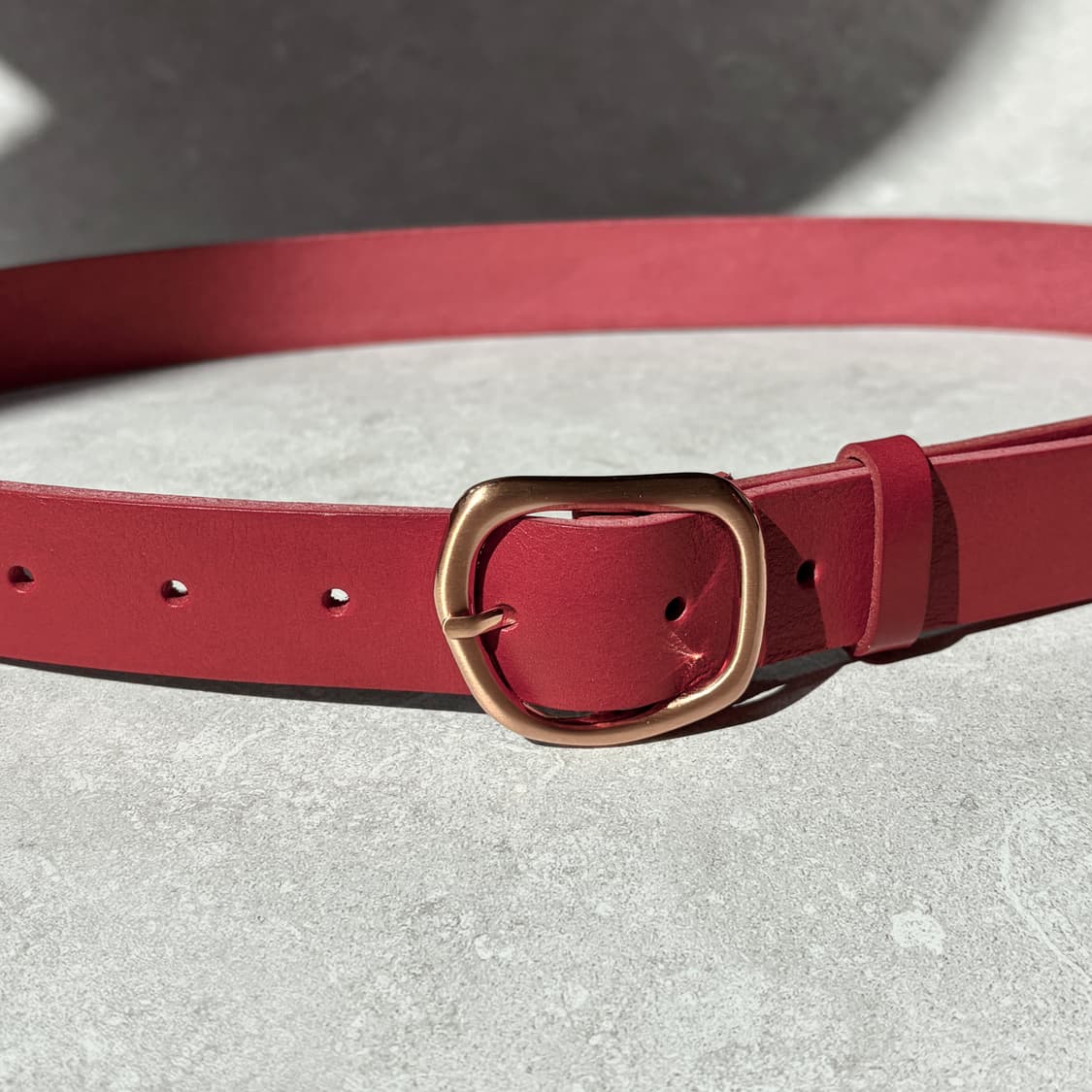 Oribell 커브드 24k 골드플레이트 버클 볼드 베지터블 소가죽 벨트 상품이미지5