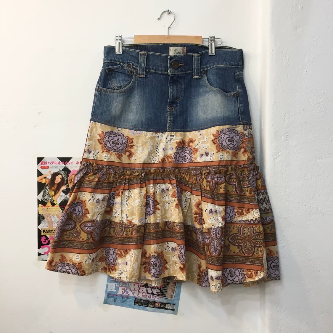 빈티지 데님 페이즐리 플레어 스커트 상품이미지1