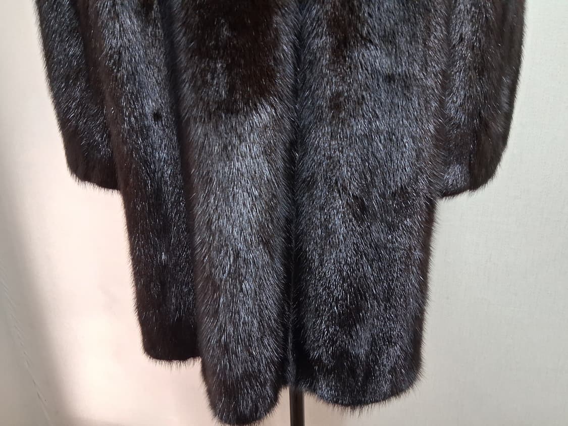 일본구제 ROTINY 밍크하프쟈켓 밍크코트 짙은브라운 검정섞인 66까지 상품이미지9