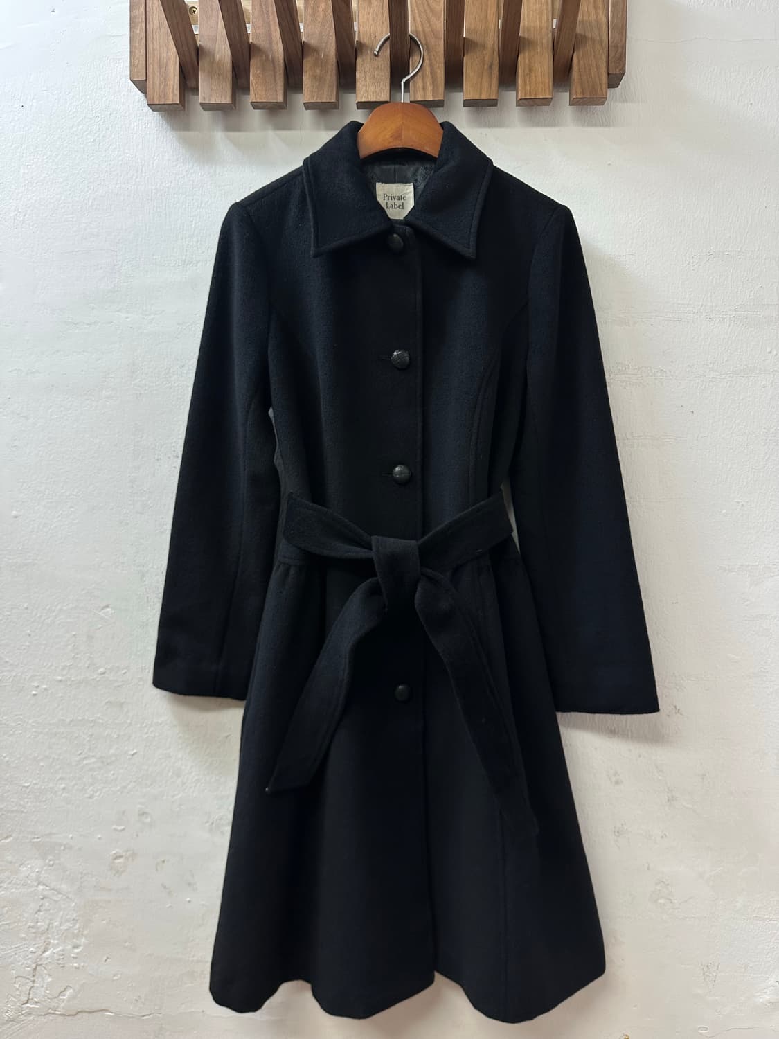 일본빈티지 Private Label 양모울 앙고라 플레어 블랙 코트  상품이미지1
