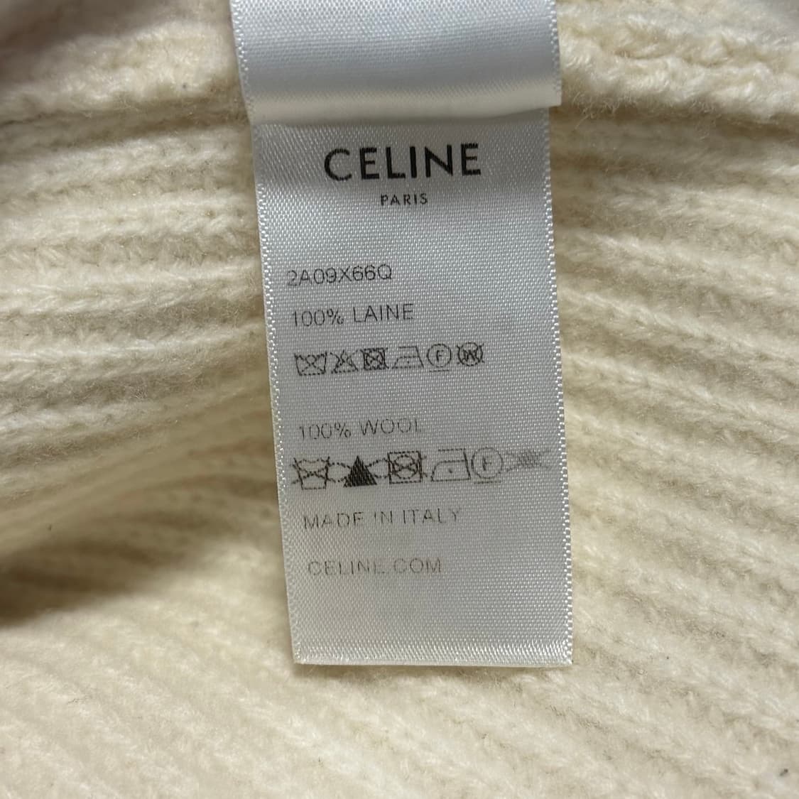 [오버핏 S/새상품급] 셀린느 로고 리브드 울 니트 아이보리 스웨터 상품이미지5