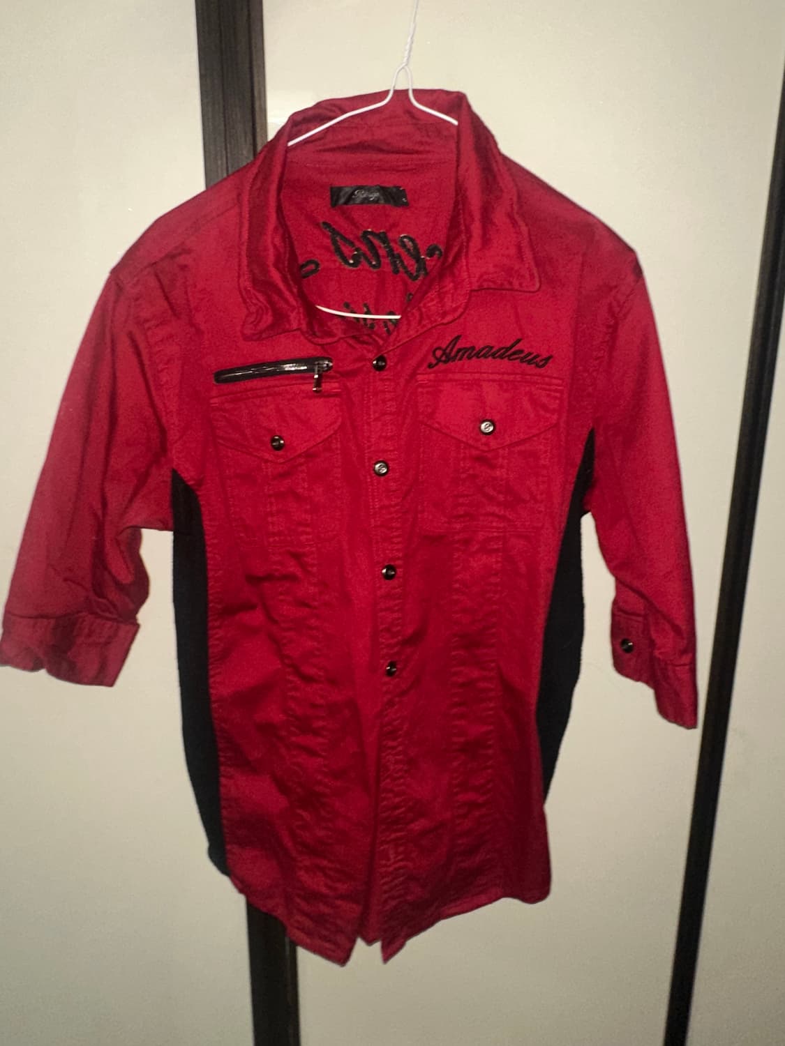 RINGS 빈티지 레드블랙 반팔 셔츠 상품이미지1