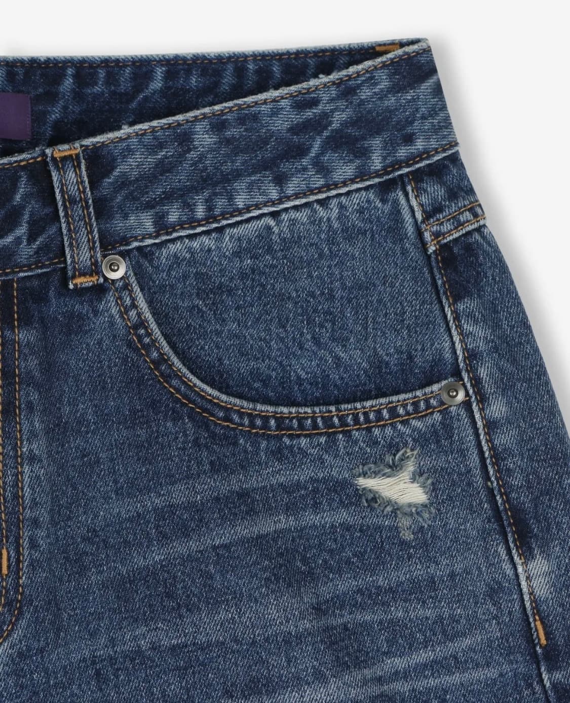 비슬로우 DISTRESSED WIDE DENIM SHORTS BLUE 상품이미지3