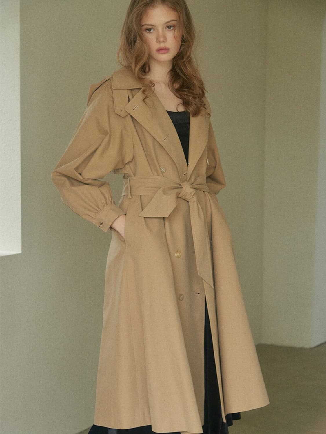 아크로 akro 트렌치코트 베이지 hooded coat 수지 코트 상품이미지3