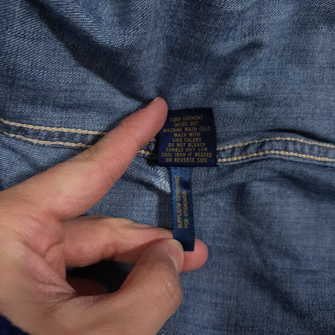 S) 폴로 랄프로렌 오리지널 RL 퀄리티 버튼 포켓 웨스턴 데님 셔츠 상품이미지7