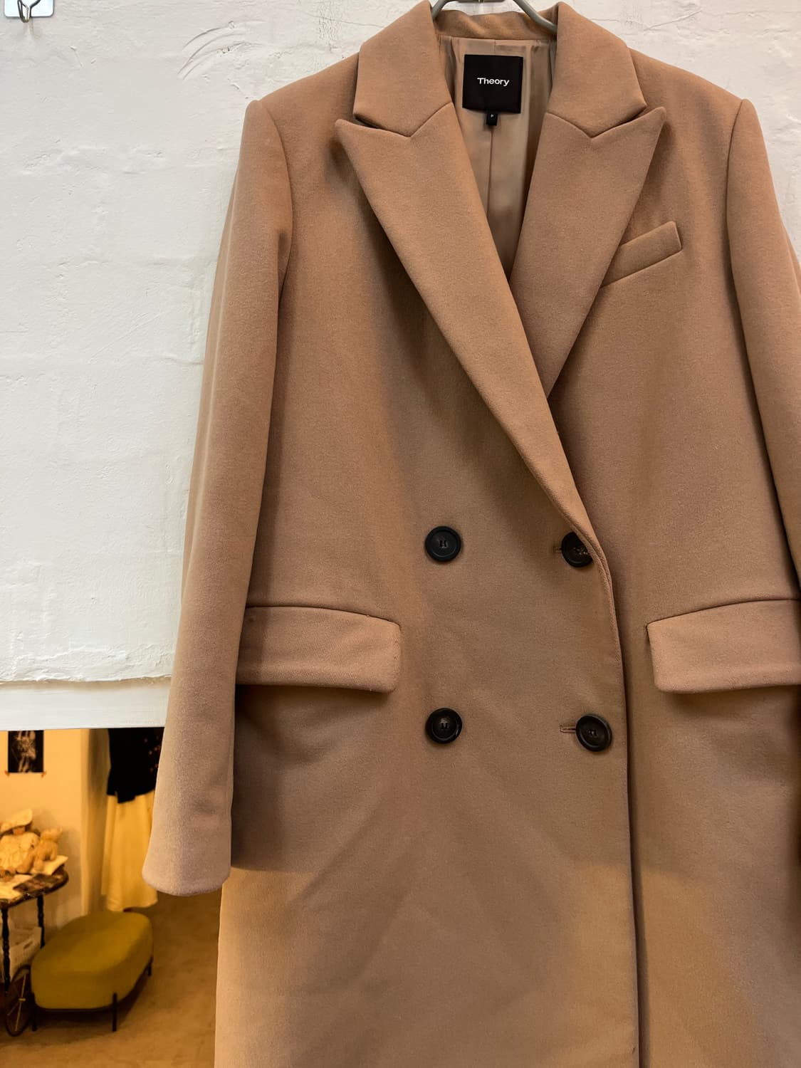 Theory 베이지 울 혼방 더블 코트 P 상품이미지3