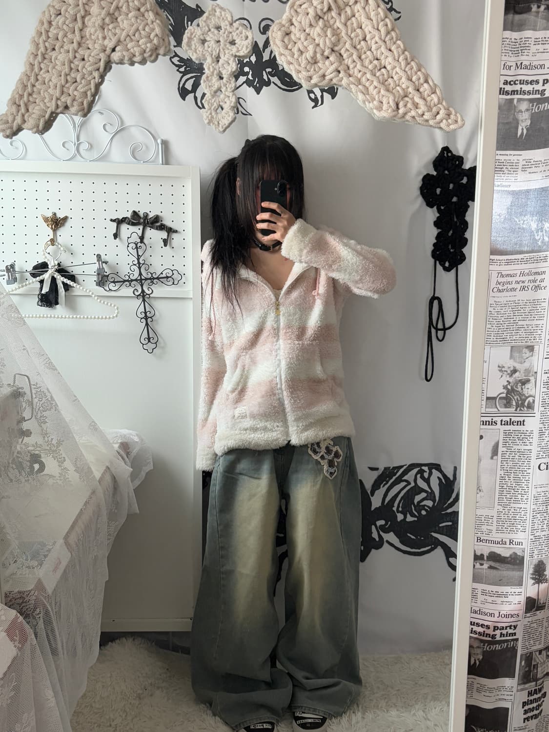 • Strawberry Pink Striped Hoodie Zip-Up 상품이미지2