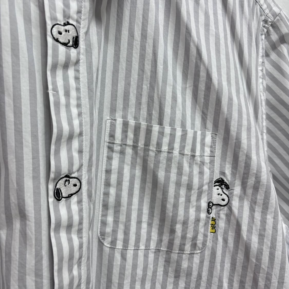 Graniph peanuts 스누피 자수 스트라이프 셔츠 M JPN 상품이미지3