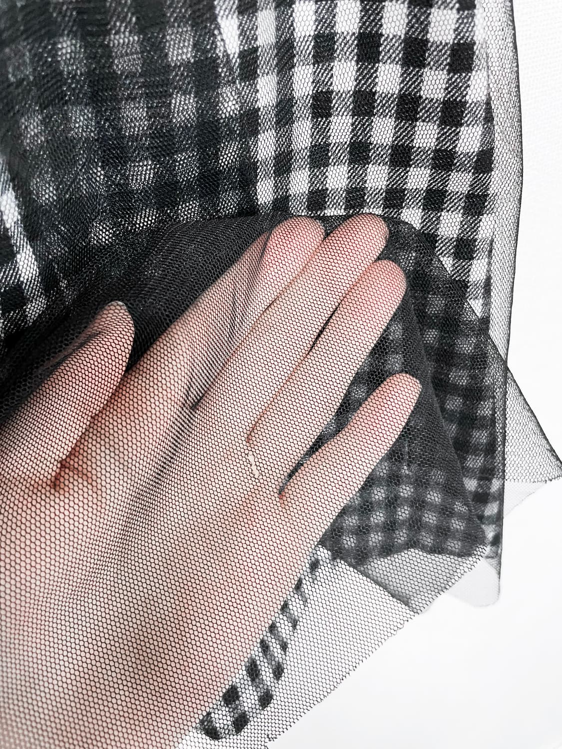 Gingham Chiffon Midi Skirt - Black 상품이미지10