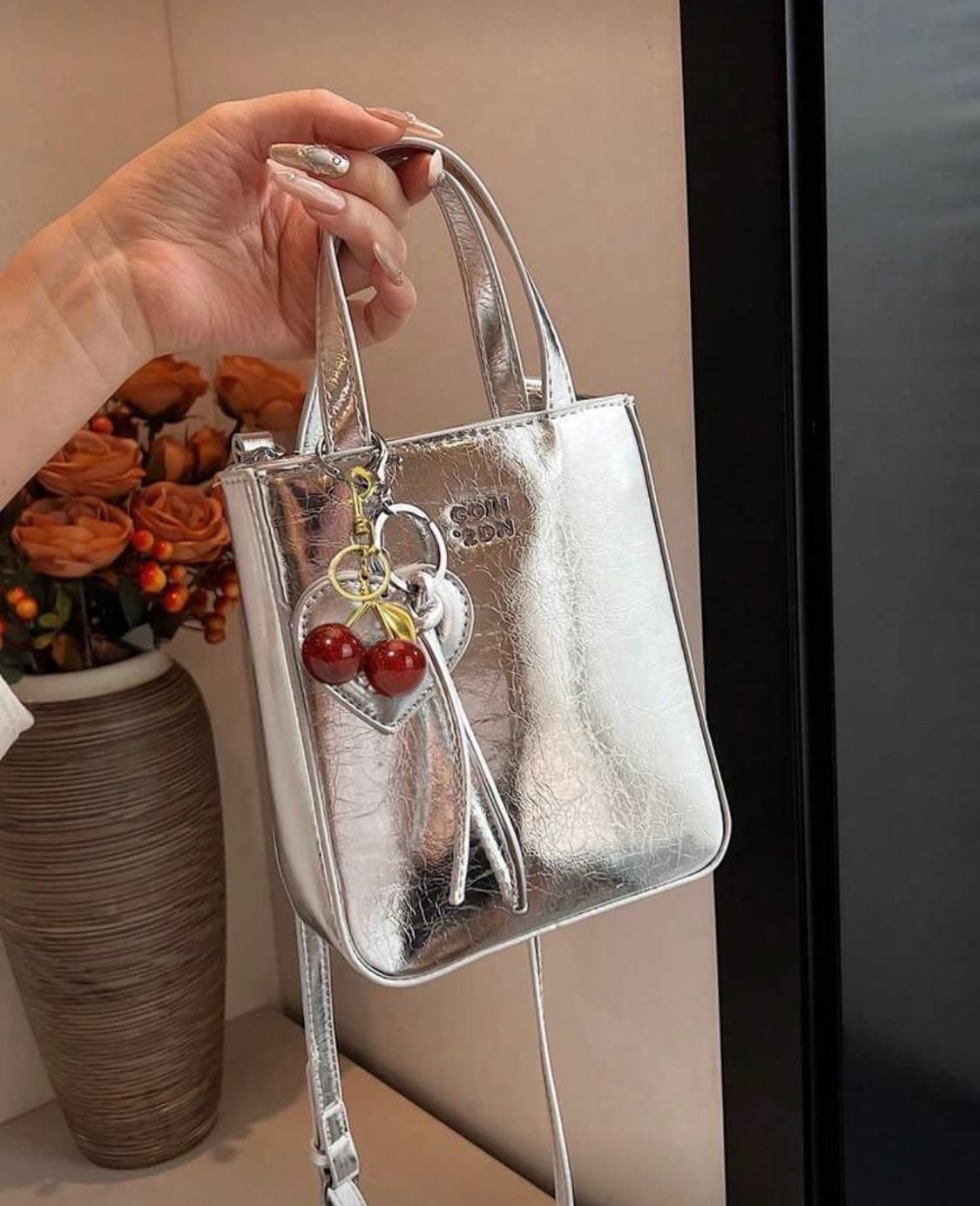 실버 미니 토트백 크로스백 상품이미지1