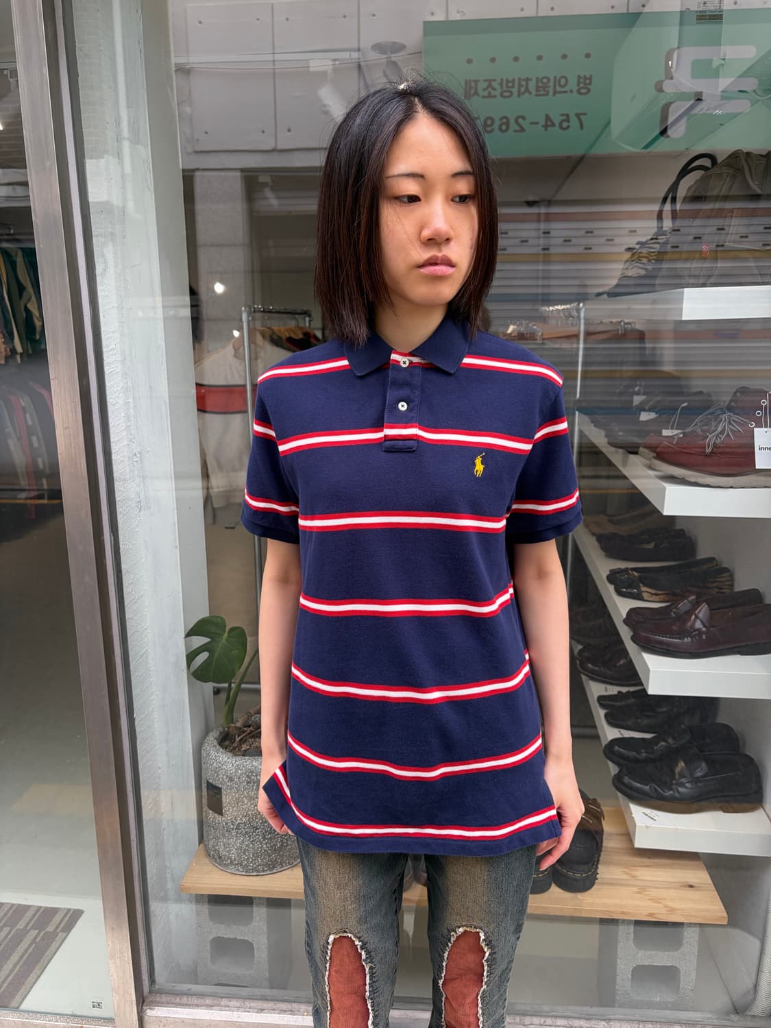 Polo Ralph Lauren 스트라이프 반팔 폴로 L 상품이미지1