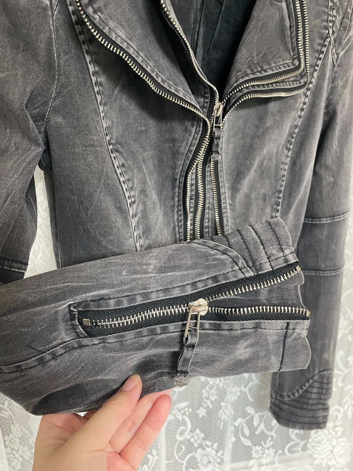 빈티지 흑청 바이커 자켓 상품이미지6