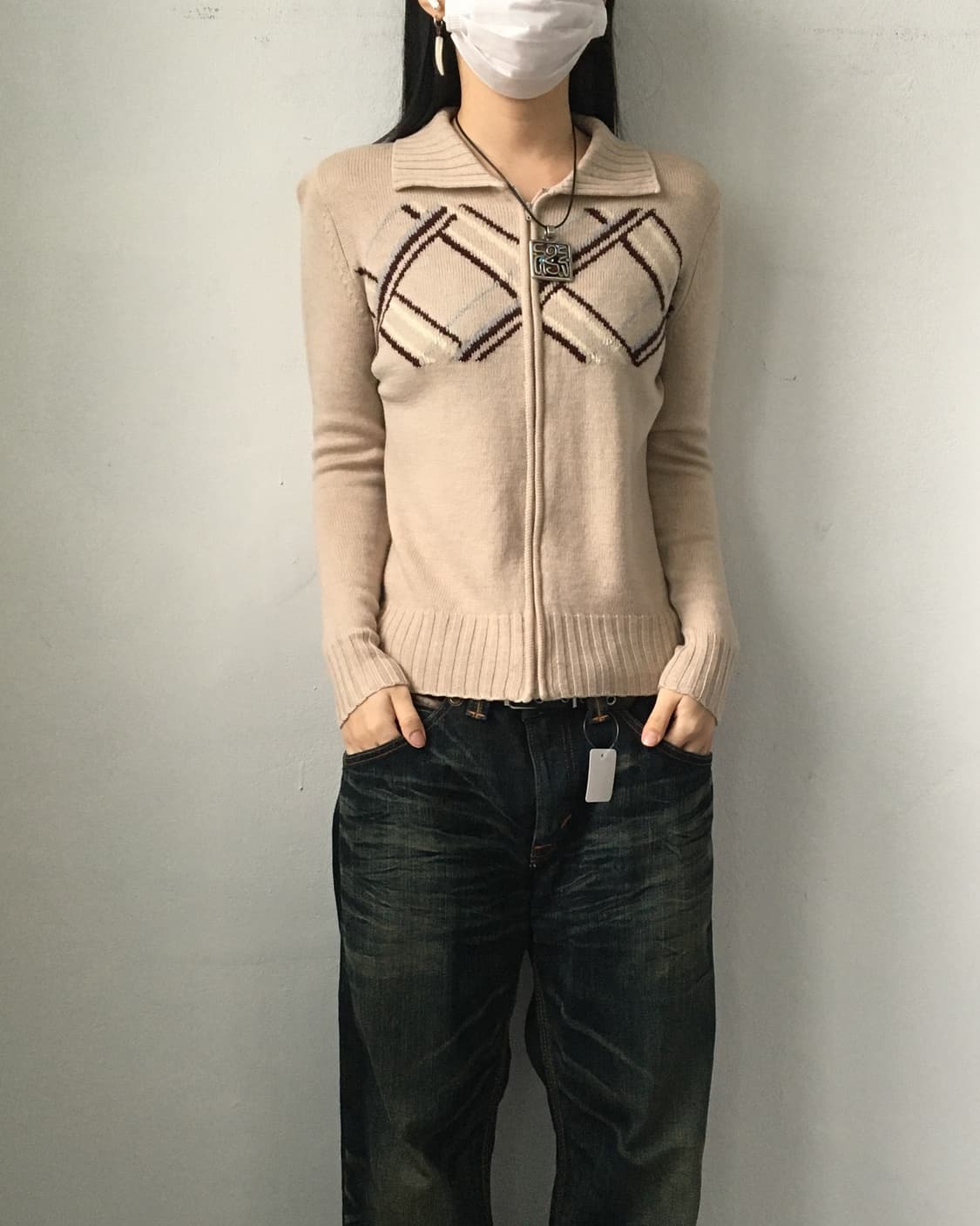 Pattern knit zip up 상품이미지4
