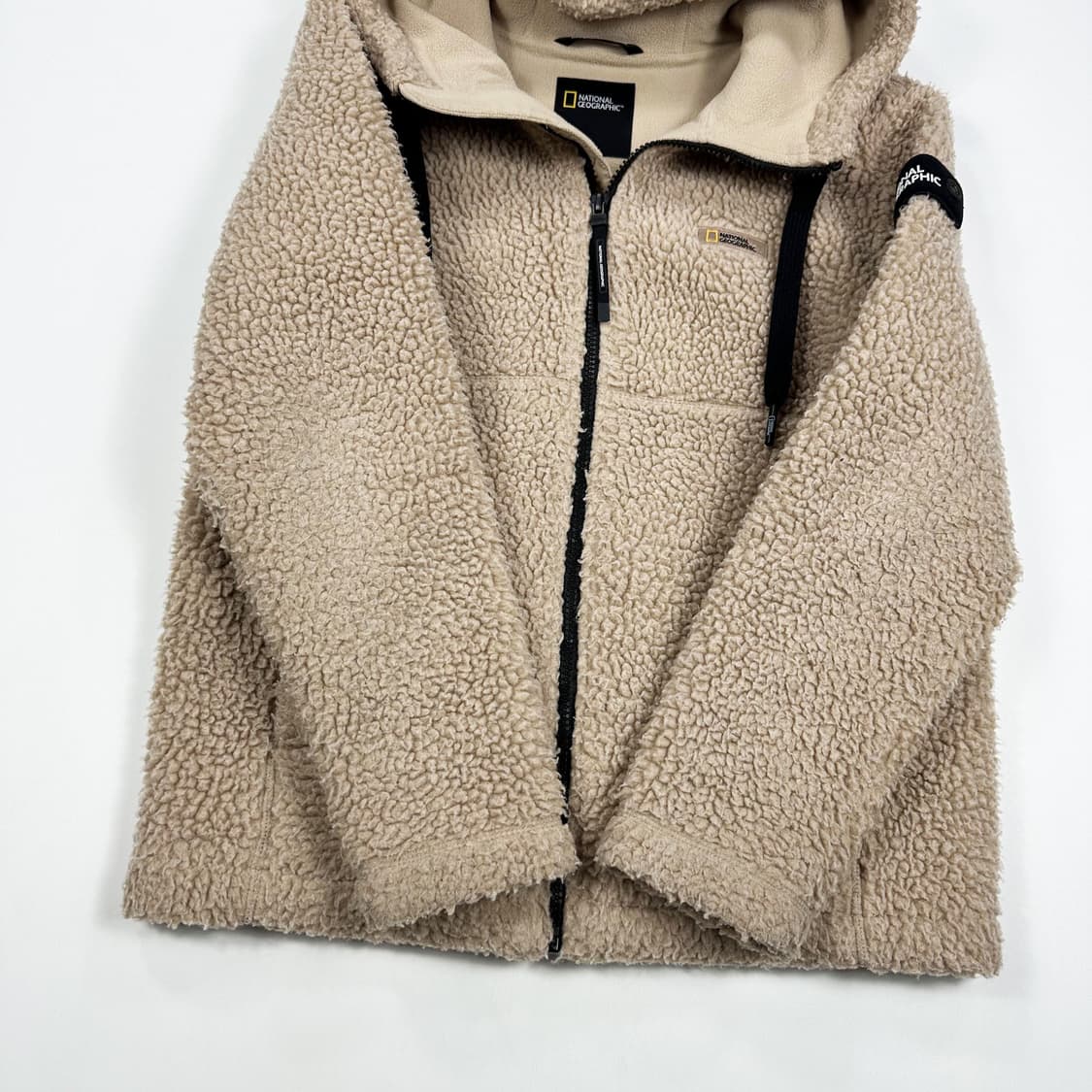 내셔널지오그래픽 와펜 베이지 후리스 후드집업 (XS 여성추천) 상품이미지3