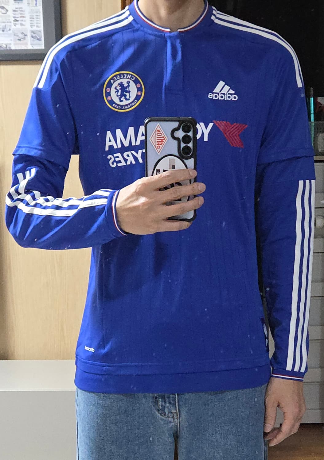 (착샷) 아디다스 첼시 유니폼 긴팔 져지 15 16 시즌 레트로 상품이미지5