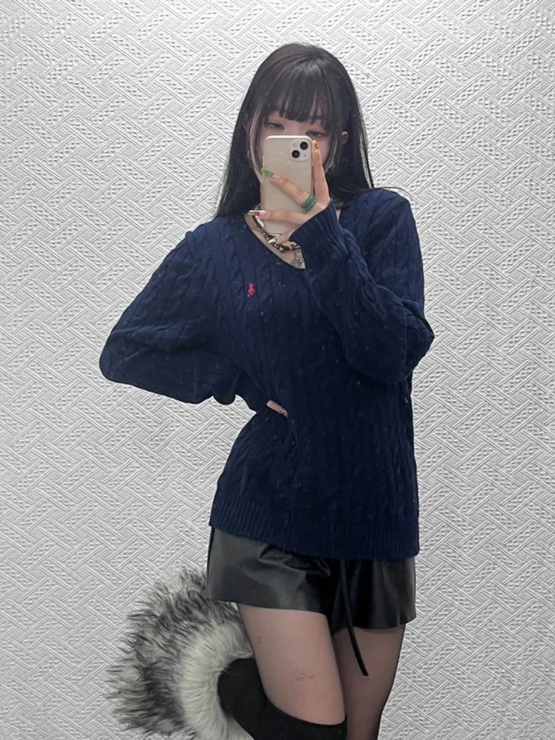 폴로 랄프로렌 모던 캐주얼 시크 브이넥 꽈배기 니트 L C09478 상품이미지2