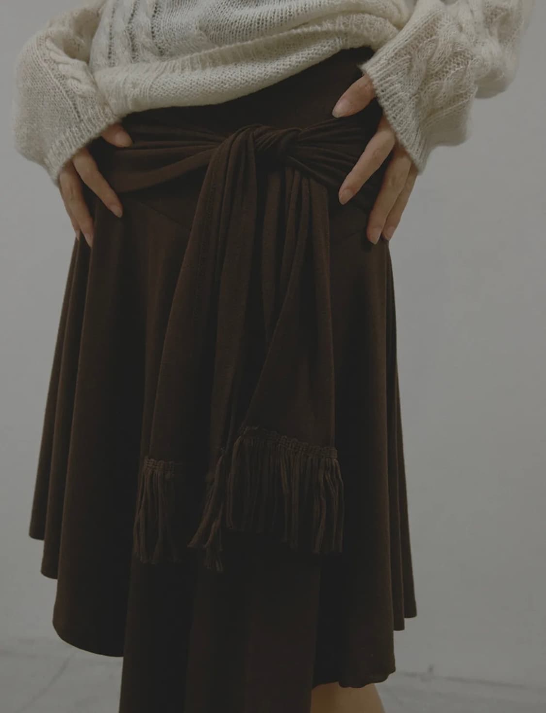 UNBALANCE HOOL SKIRT (BROWN)  상품이미지2