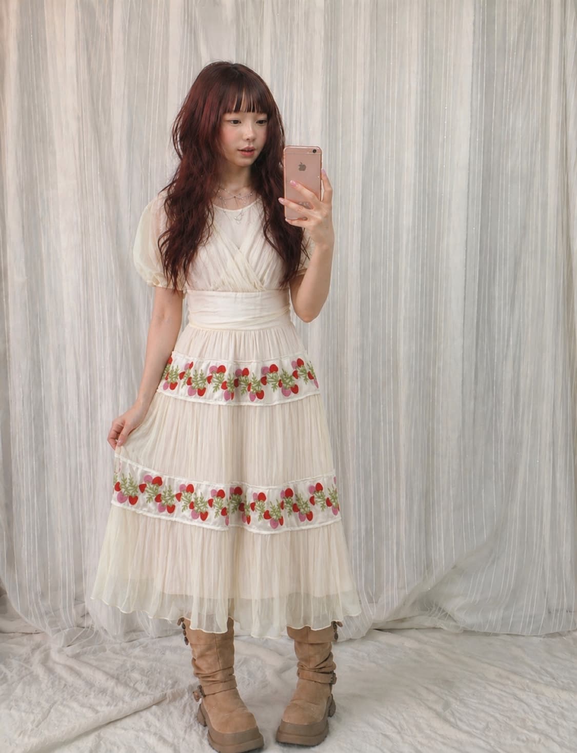 체리 패턴 레이스 원피스🍒 상품이미지1