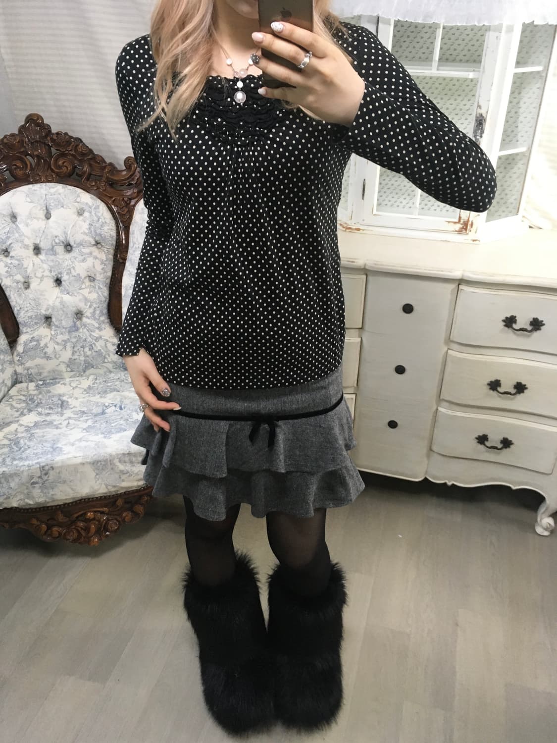  dot frill long sleeve top 상품이미지5