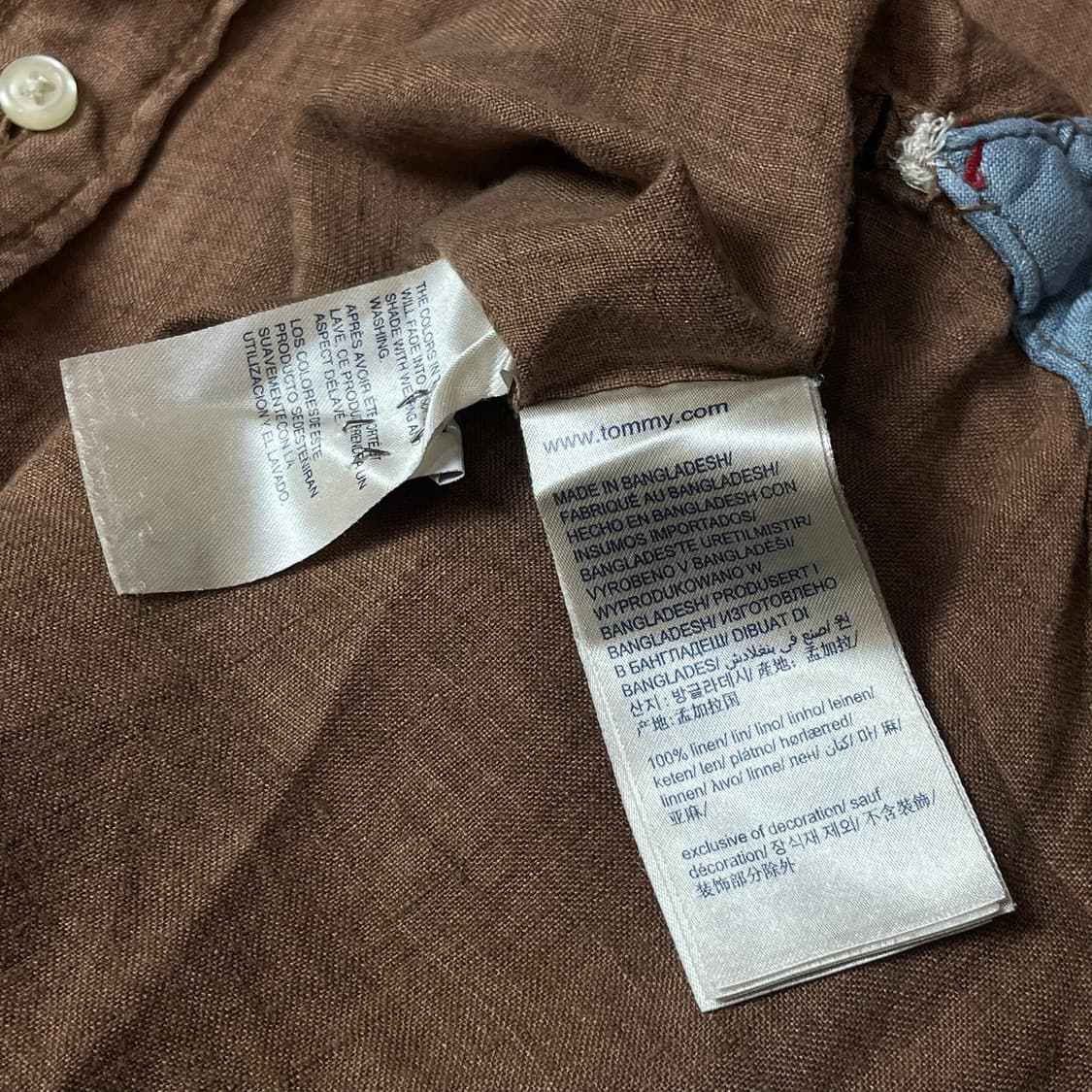 타미힐피거 브라운 린넨 반팔 셔츠 XL 상품이미지5
