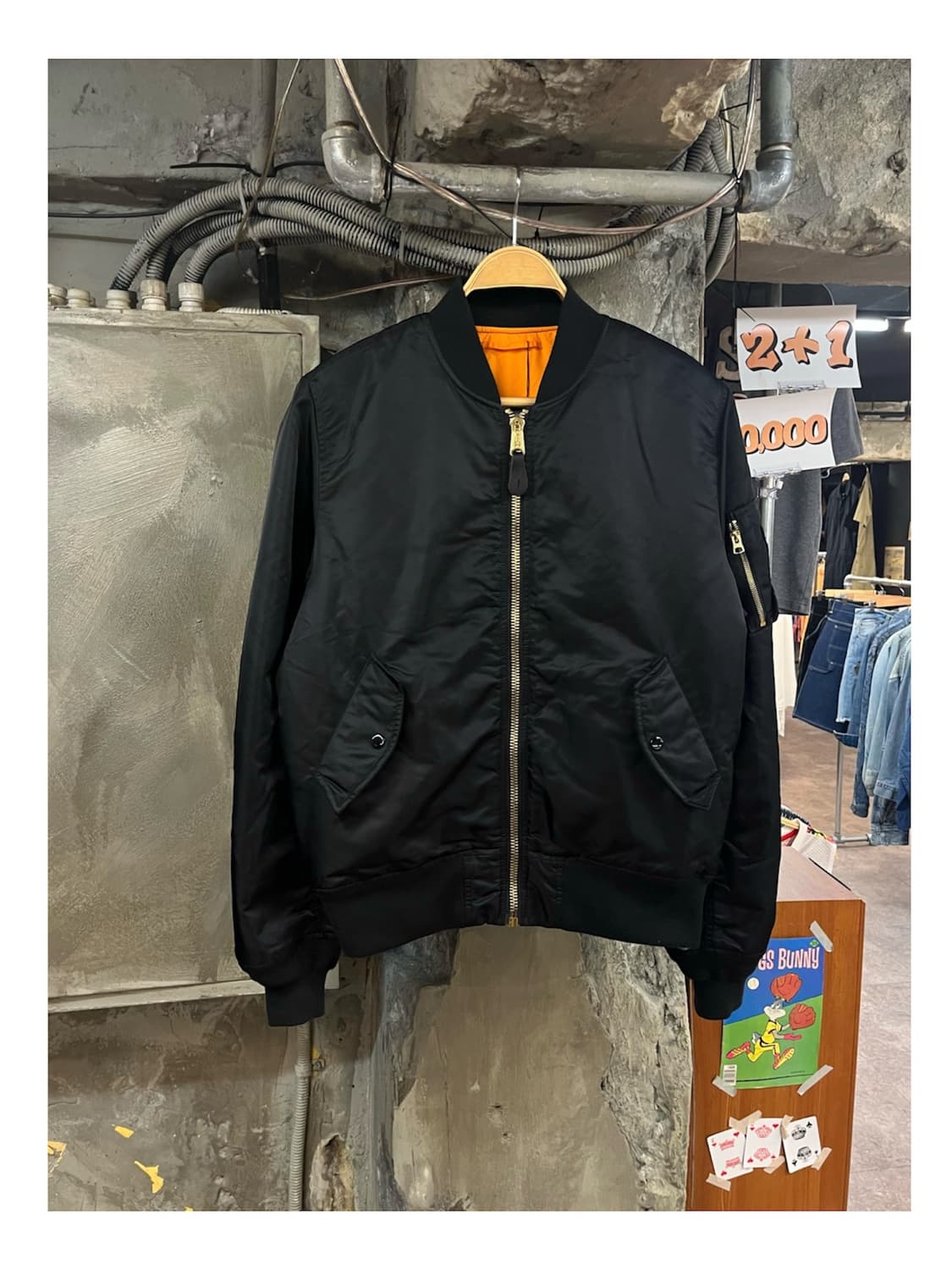 알파인더스트리 리버시블 ma1 자켓 블랙 오렌지 XL #csz3992   상품이미지1