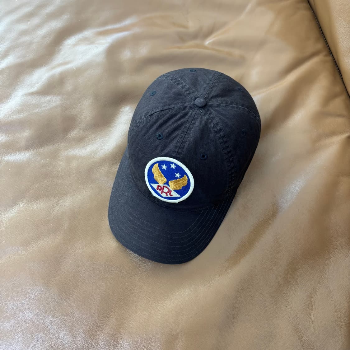 RRL 더블알엘 랄프로렌 폴로 윙로고 6패널 볼캡 모자 워시드 블랙 상품이미지5