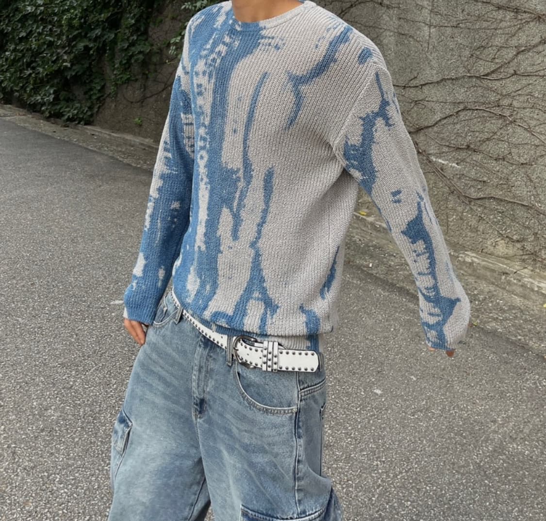 타이다이 워터컬러 니트 (블루) 상품이미지1