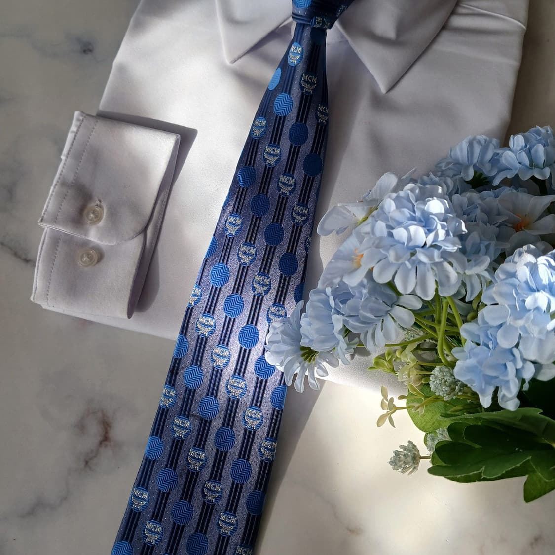 MCM 실크 블루 올오버 로고 넥타이 8.7cm A등급 A19436
 상품이미지5