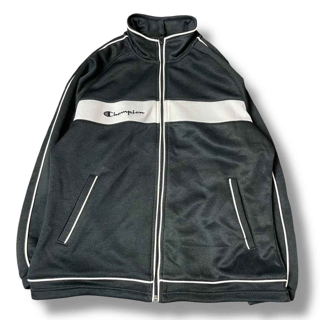 챔피온 키즈 블랙 화이트 로고 포인트 메쉬 집업 140 상품이미지1