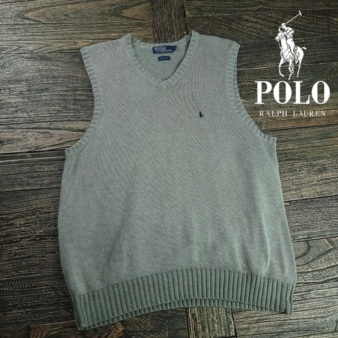 [폴로 랄프로렌] 포니 로고 자수 빈티지 브이넥 니트 조끼 M19952 상품이미지1
