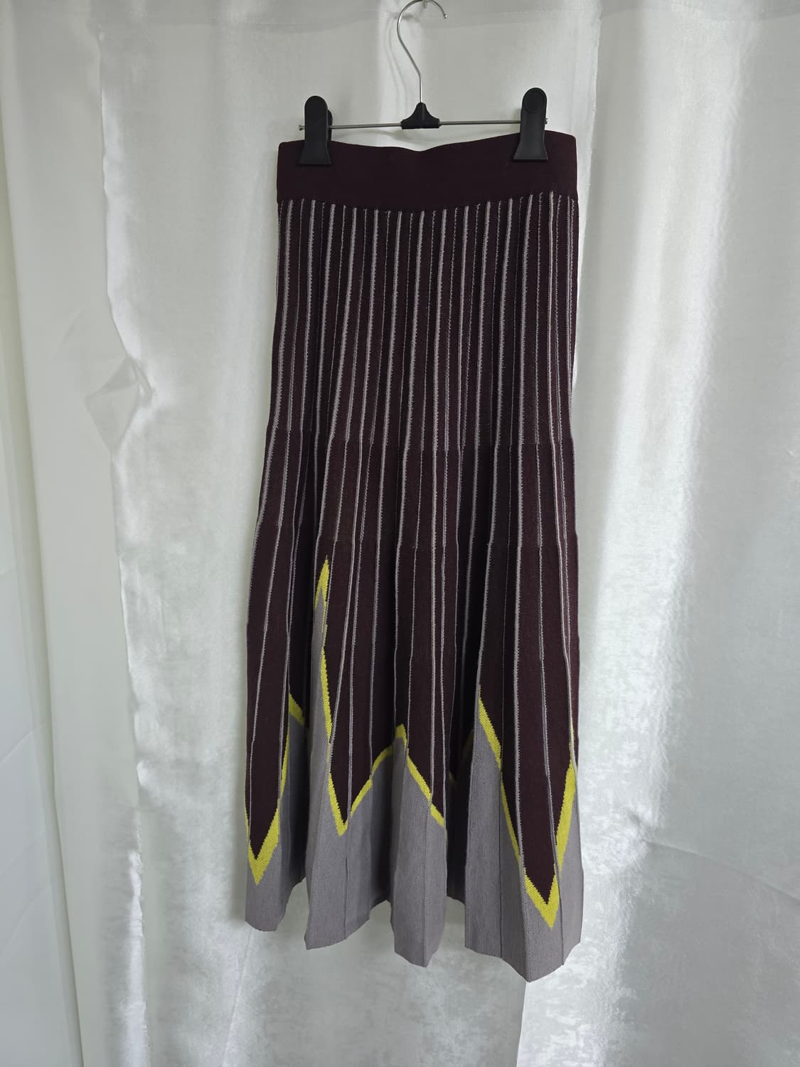 시스템 배색 패턴 플리츠 니트 스커트 (1883) 상품이미지2