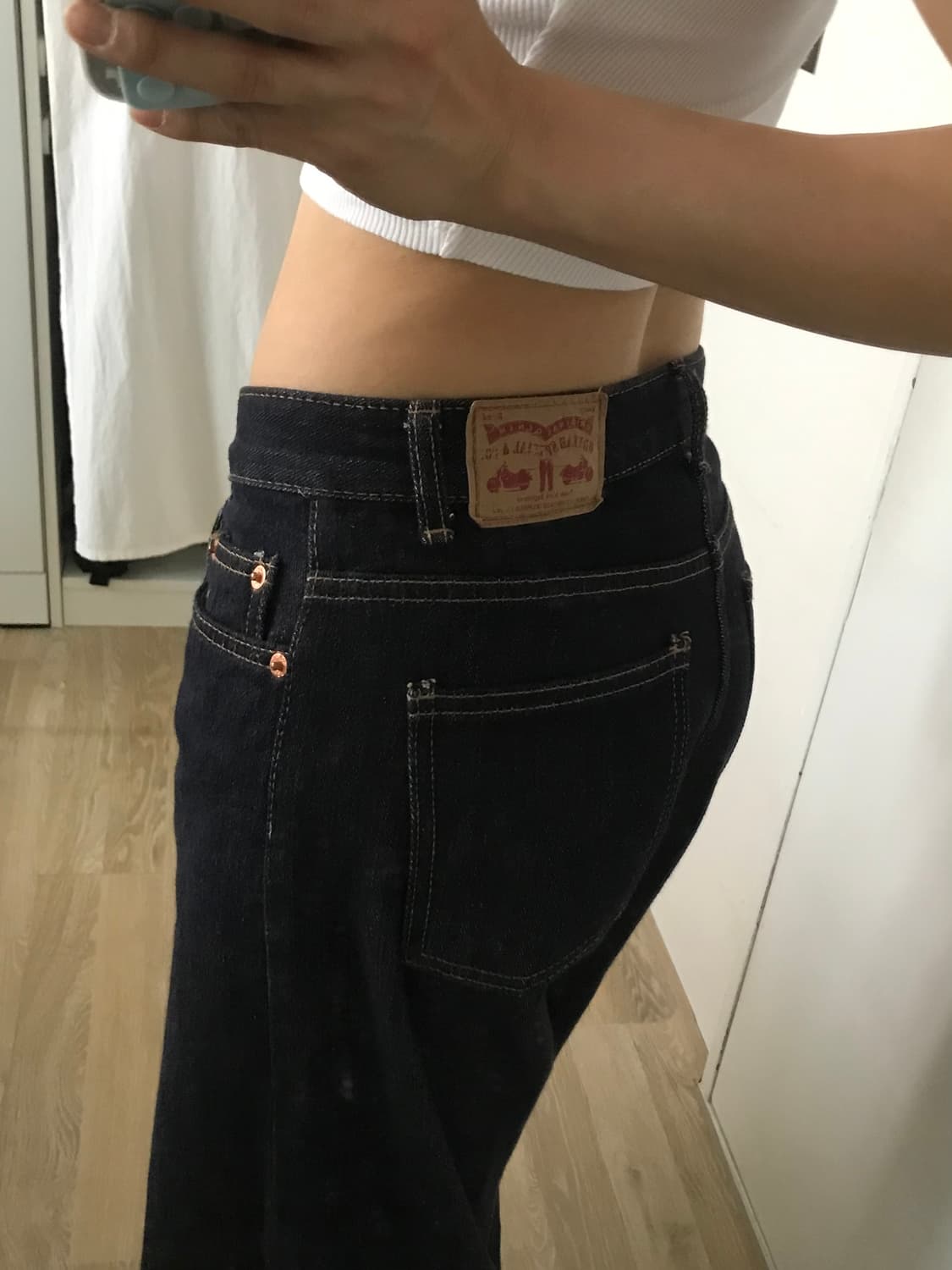 생지 데님 롱와이드 팬츠 상품이미지4