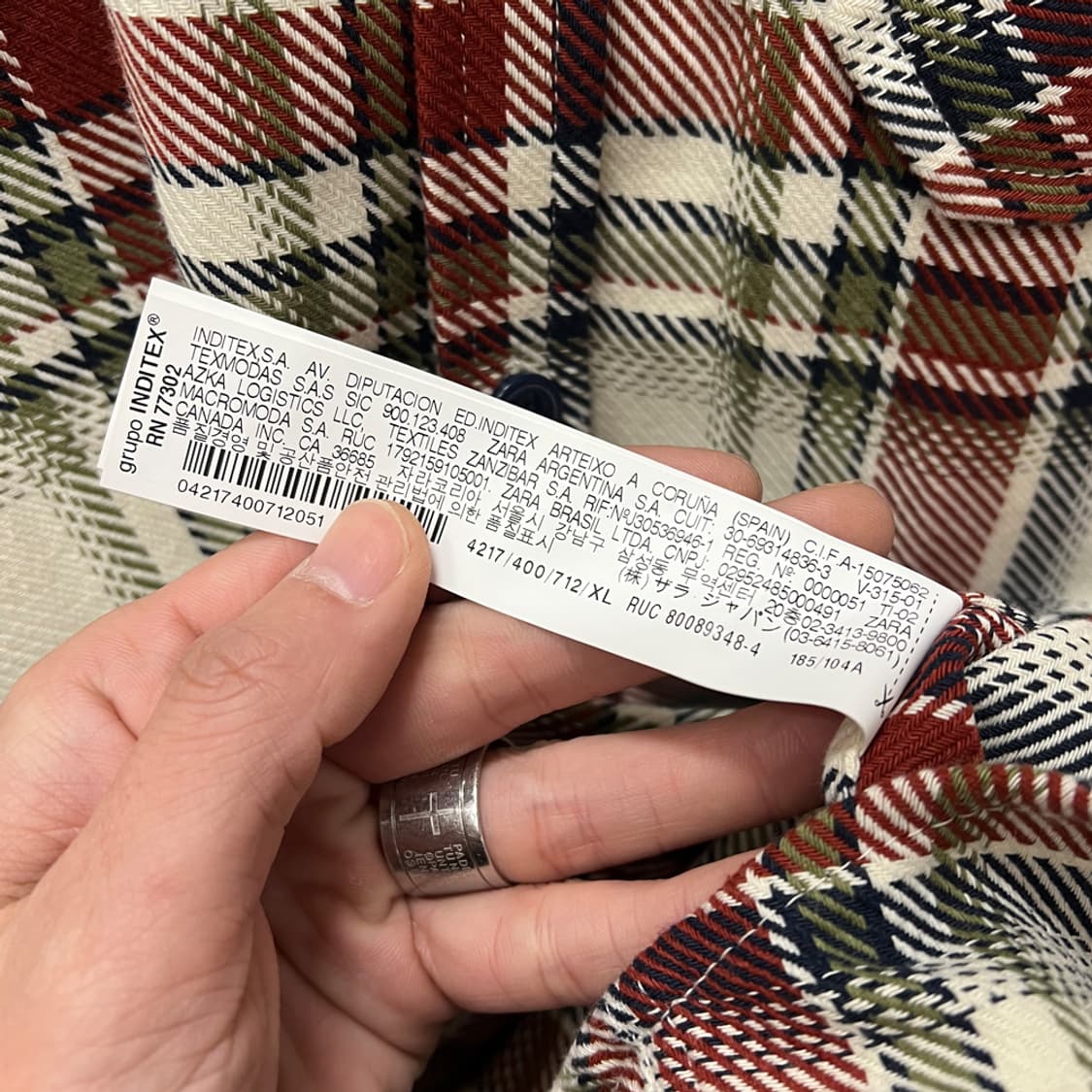 ZARA 자라 릴렉스핏 헤비웨이트 체크 셔츠 남방 해외 XL 상품이미지4