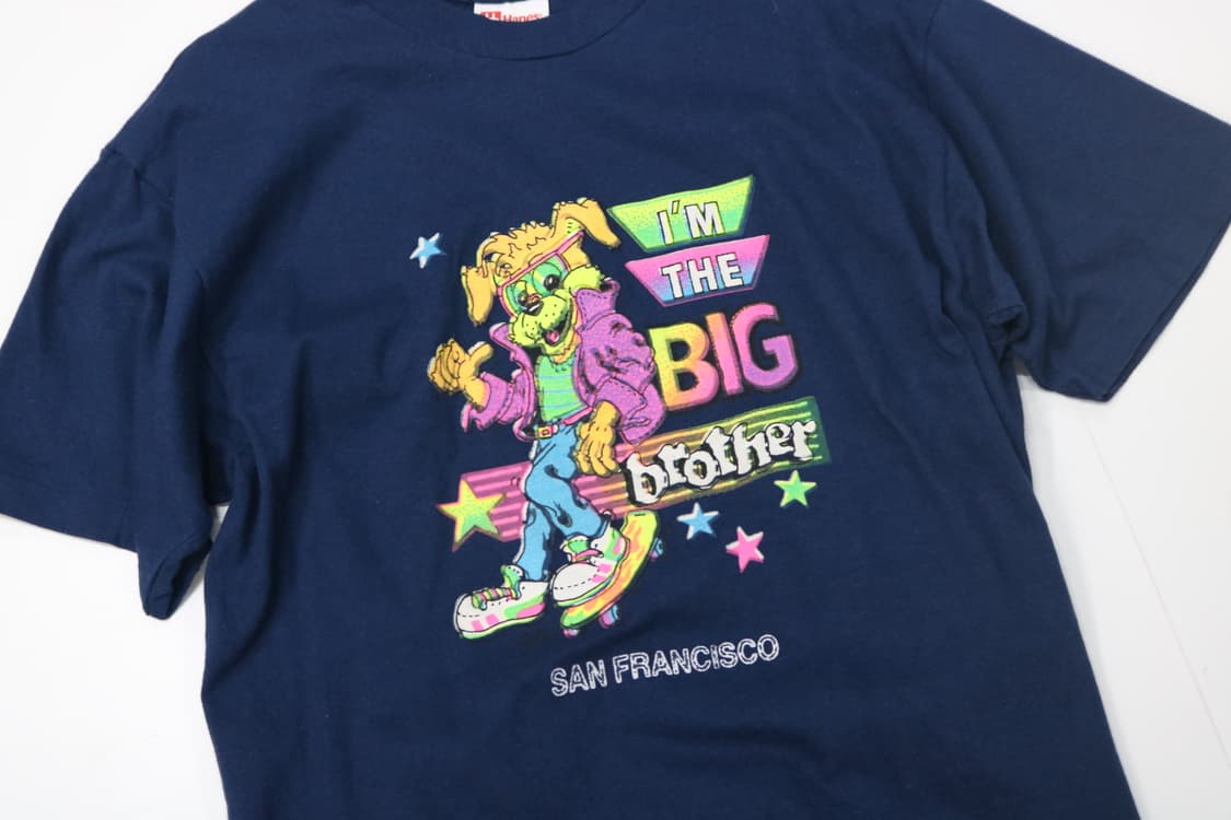 헤인즈 90s 빈티지 샌프란시스코 캐릭터 네이비 반팔티셔츠 (XL) 상품이미지3