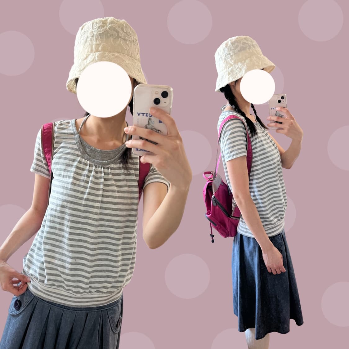 빈티지 홀터넥 레이어드 스트라이프 티셔츠 상품이미지2