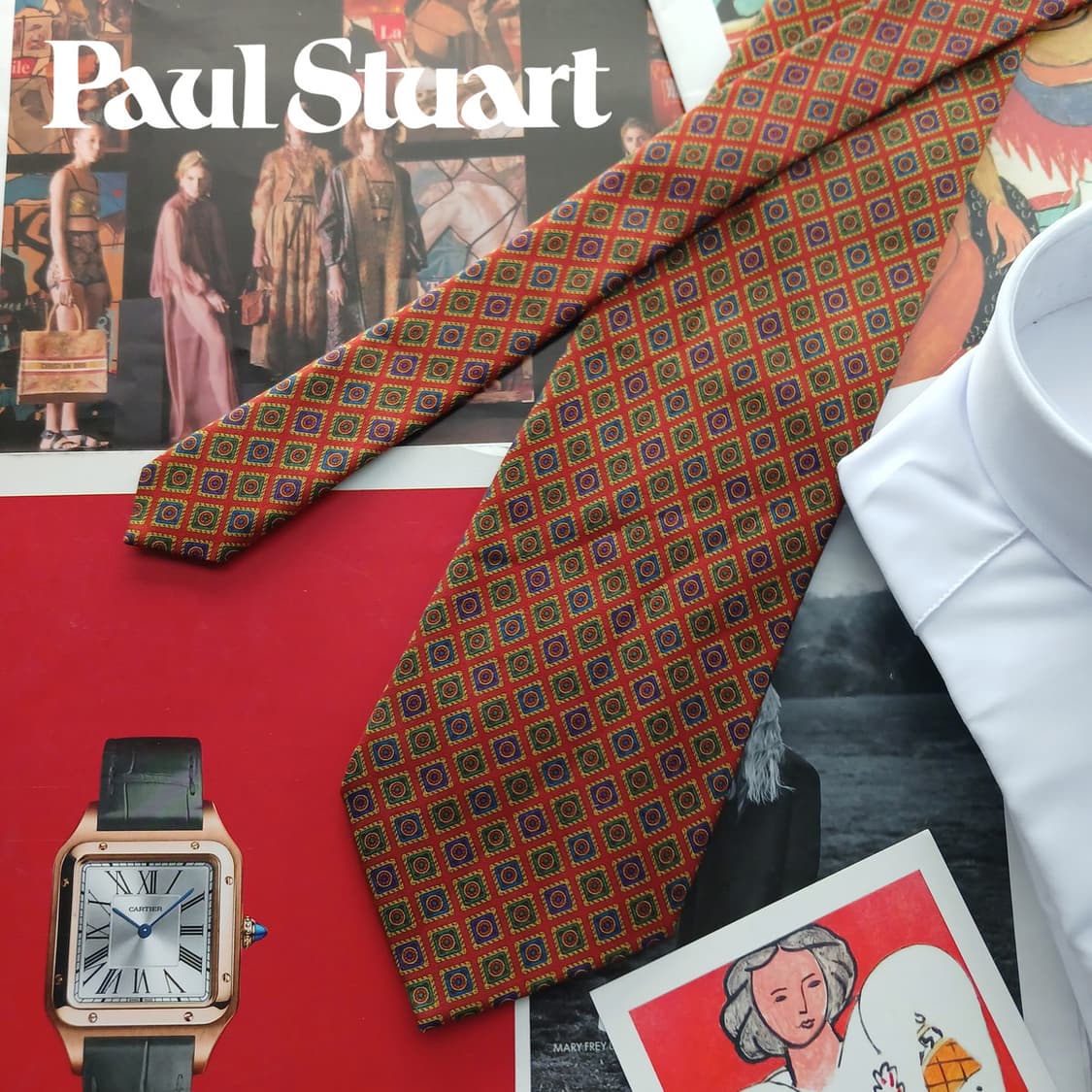 폴 스튜어트 실크 오렌지 기하 넥타이 9.7cm A+등급 A18668
 상품이미지1