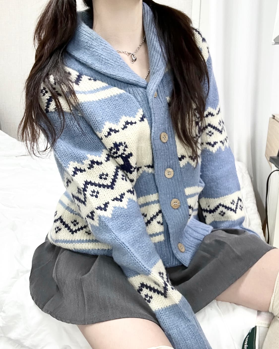 빈티지 노르딕 소라 헤비울 가디건 상품이미지2