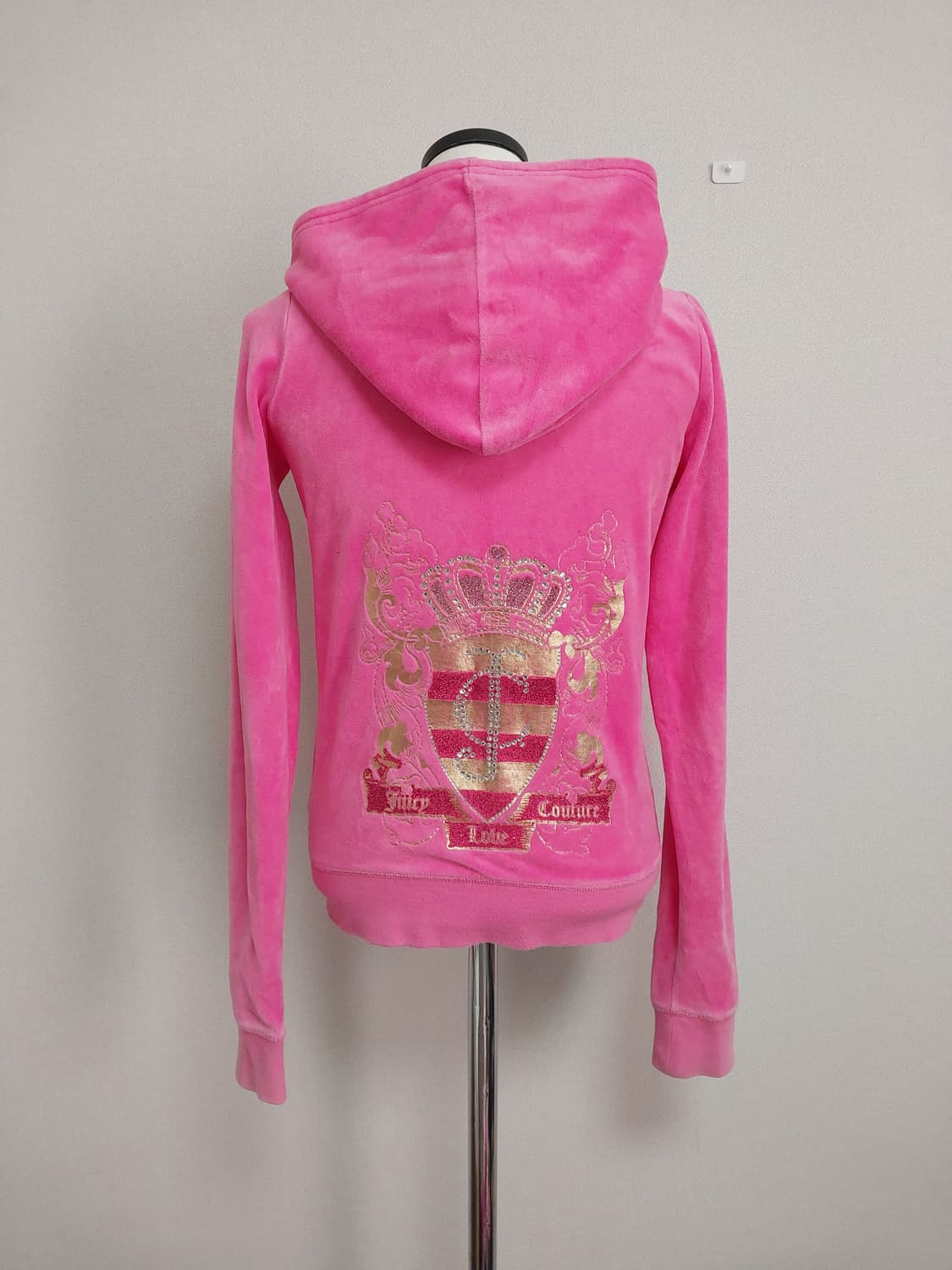 쥬시꾸뛰르 핑크 벨벳 후드 집업 y2k 상품이미지3