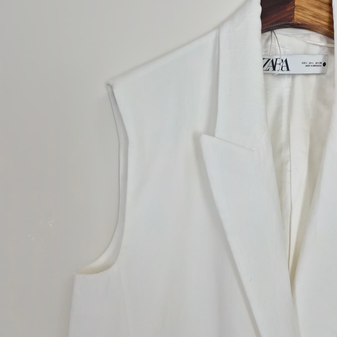 재팬 ZARA 화이트 테일러드 오버핏 롱 베스트 상품이미지5