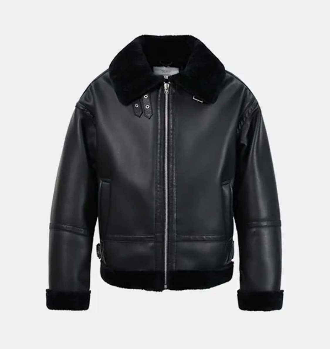 에이징씨씨씨 드롭숄더핏 B-3 무스탕 블랙 상품이미지2