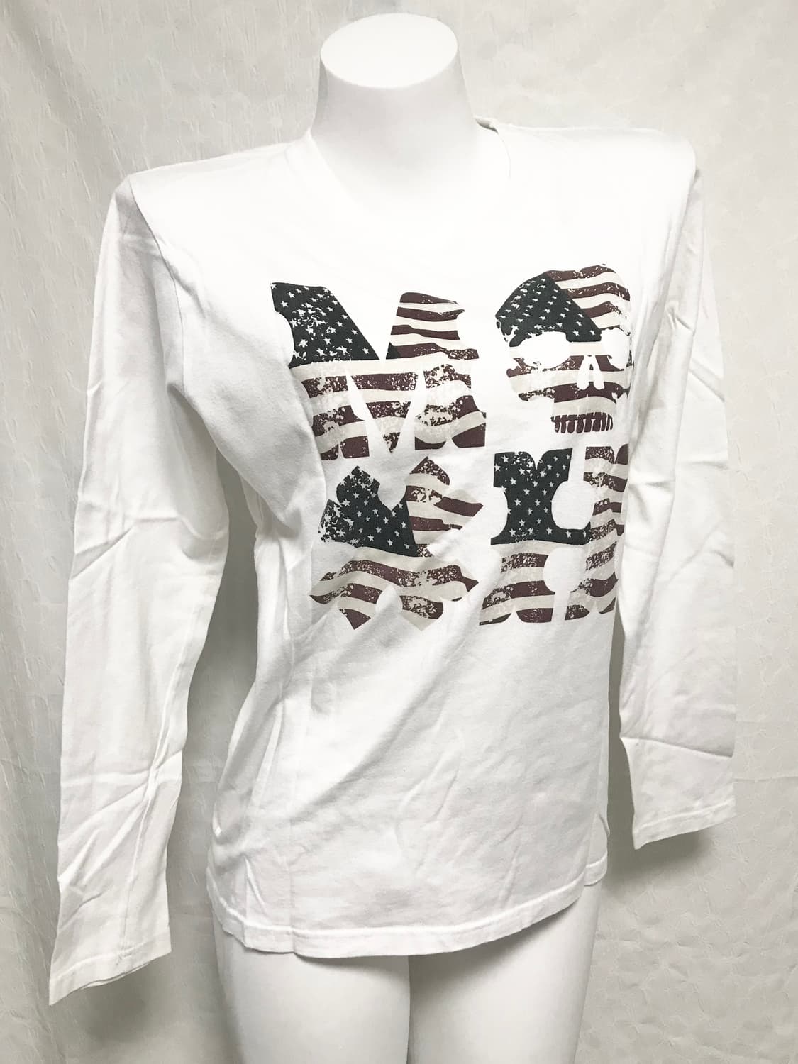 빈티지 펑크 해골 성조기 레터링 롱슬리브 탑 상품이미지3