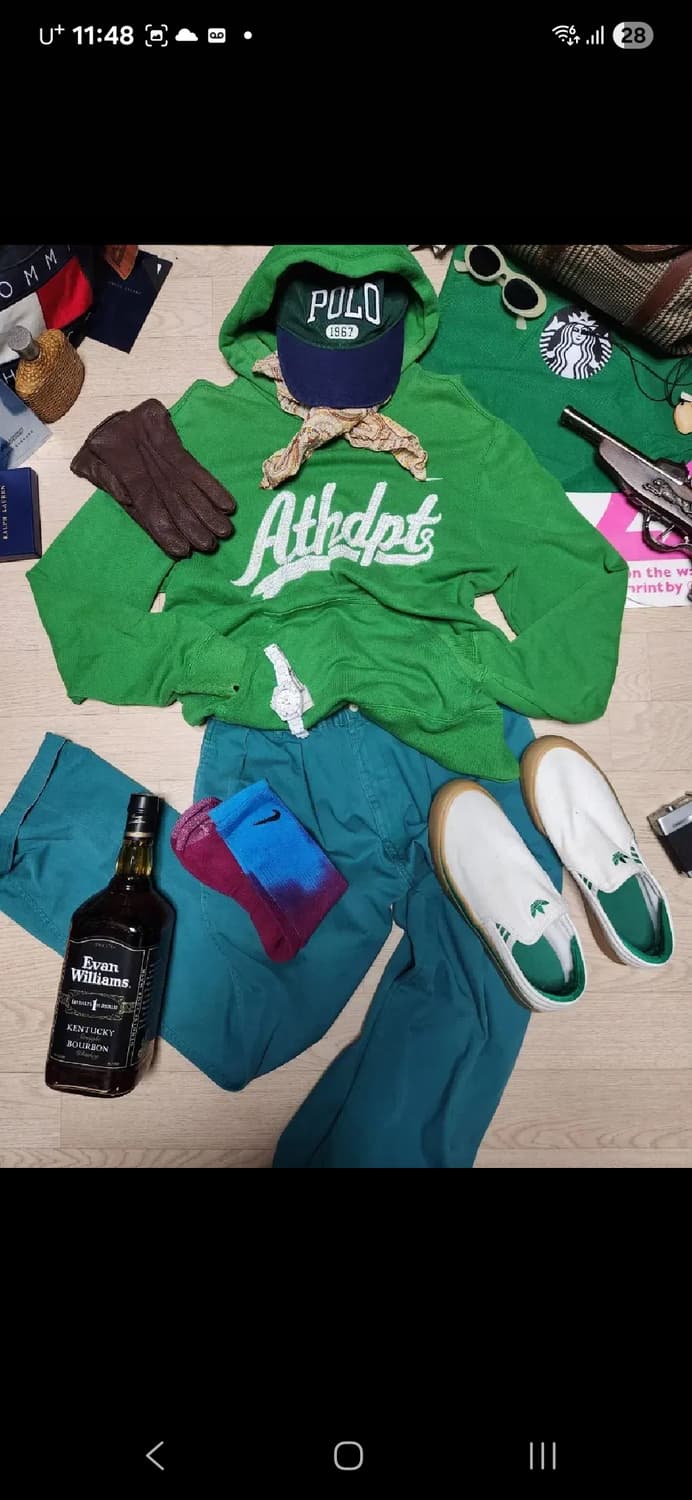 NIKE 자수 후드 그린 나이키 후드티 상품이미지2